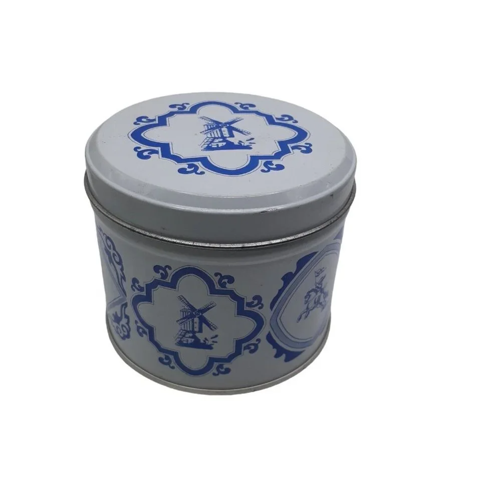 Collector Tin Holland Dutch Cookie Candy Windmills Netherlands Delft Vintage